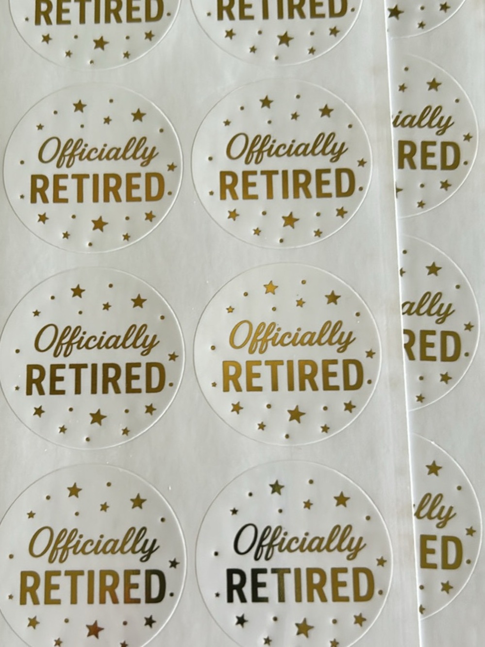 50 Officially Retired Gold Sticker Sheet